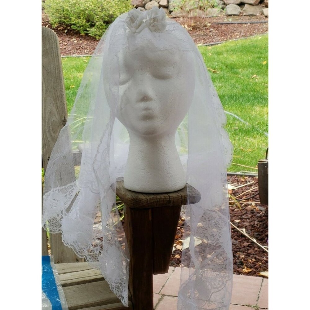 First Communion Veil Pearl Wreath Crown Layered Head Piece Holy Primera Comunion